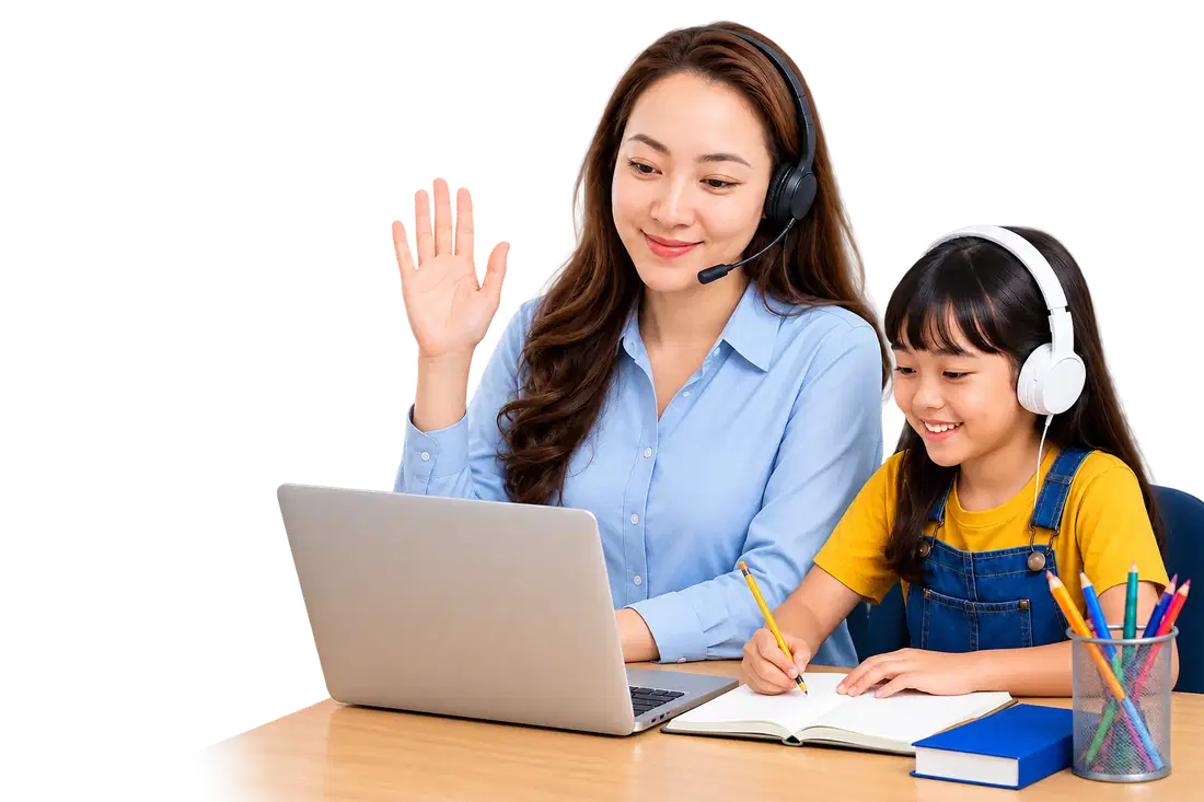 Tutor GoKin Edu sedang mengajar siswa secara online